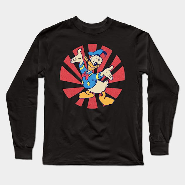 Donald Duck Retro Japanese Long Sleeve T-Shirt by thelazyshibaai